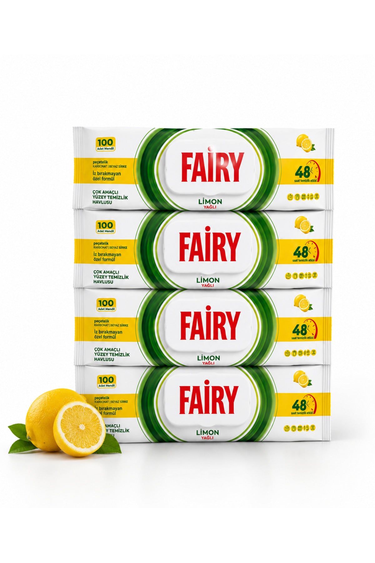 Wet wipes for cleaning surfaces, Lemon, 4 x 100 pcs
