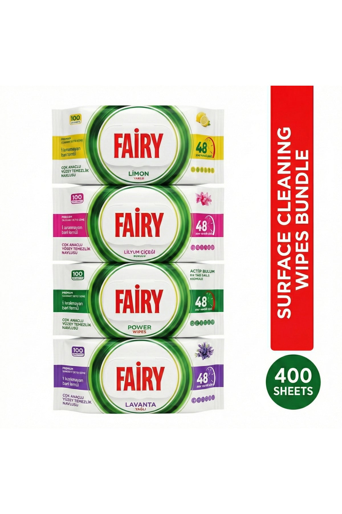 Surface Cleaning Wipes, Economical Mixed Pack, X4 Pack (100 wipes)
