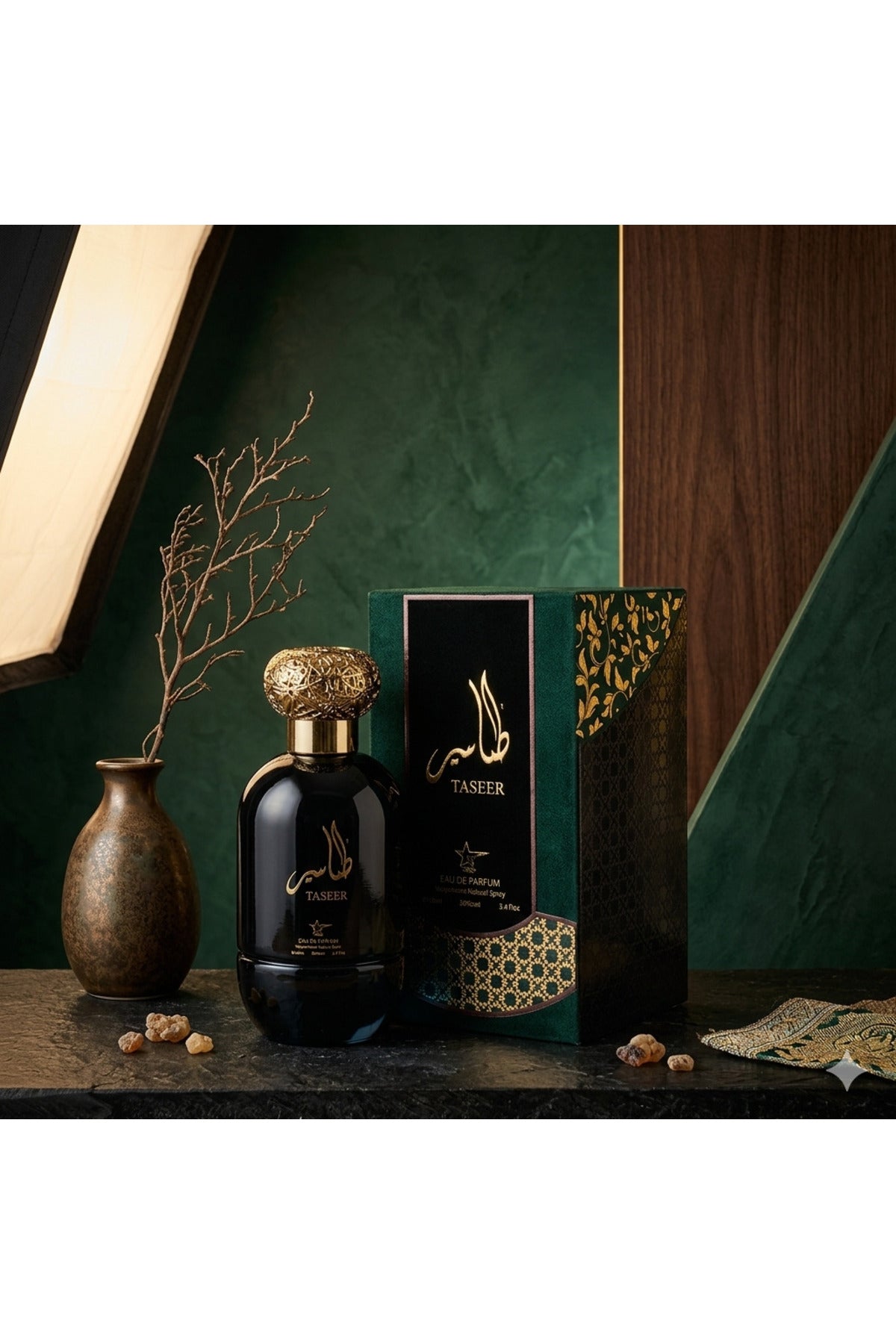 Set of 5 Oriental Perfumes (3xMan + 2xWoman) - Taseer + Sarah + Eclat + Antarctic Pink + Qannas Black