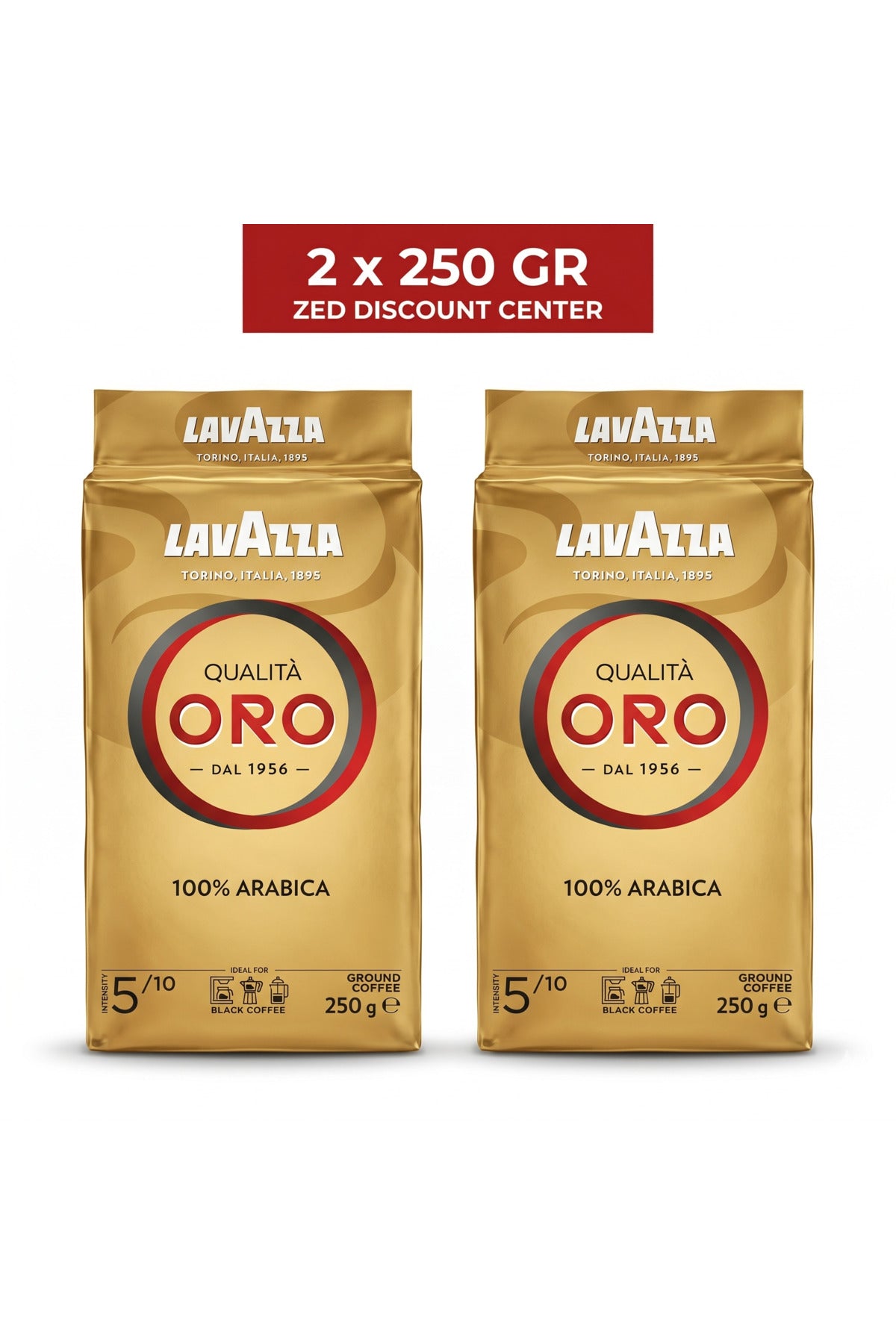 Qualità Oro 100% Arabica Ground Coffee, Medium Roast, 2-Pack (2x250g)