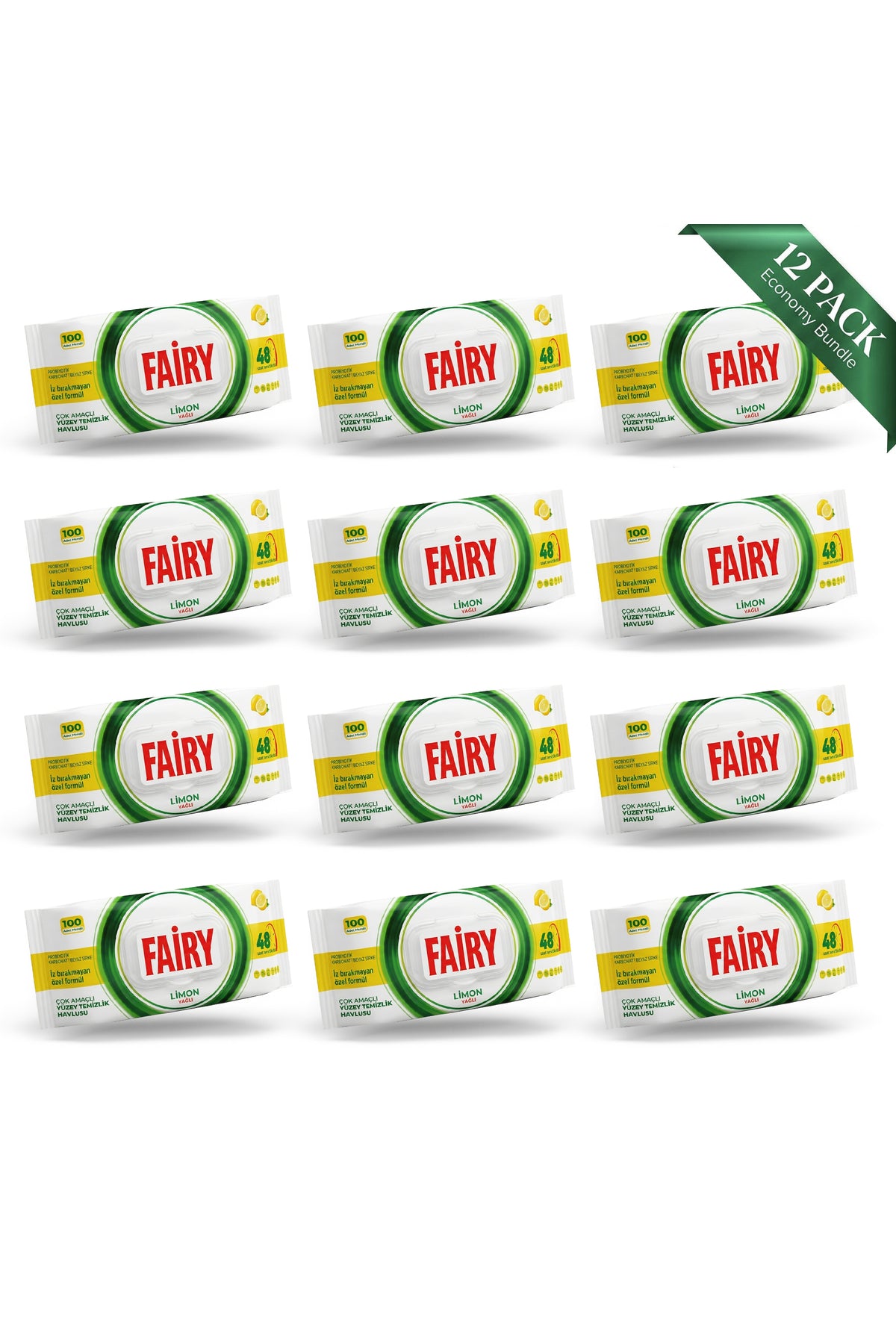 Surface Cleaning Wipes, Lemon Scent, 12 Pack (100 Wipes Each, Total 1200 Wipes)