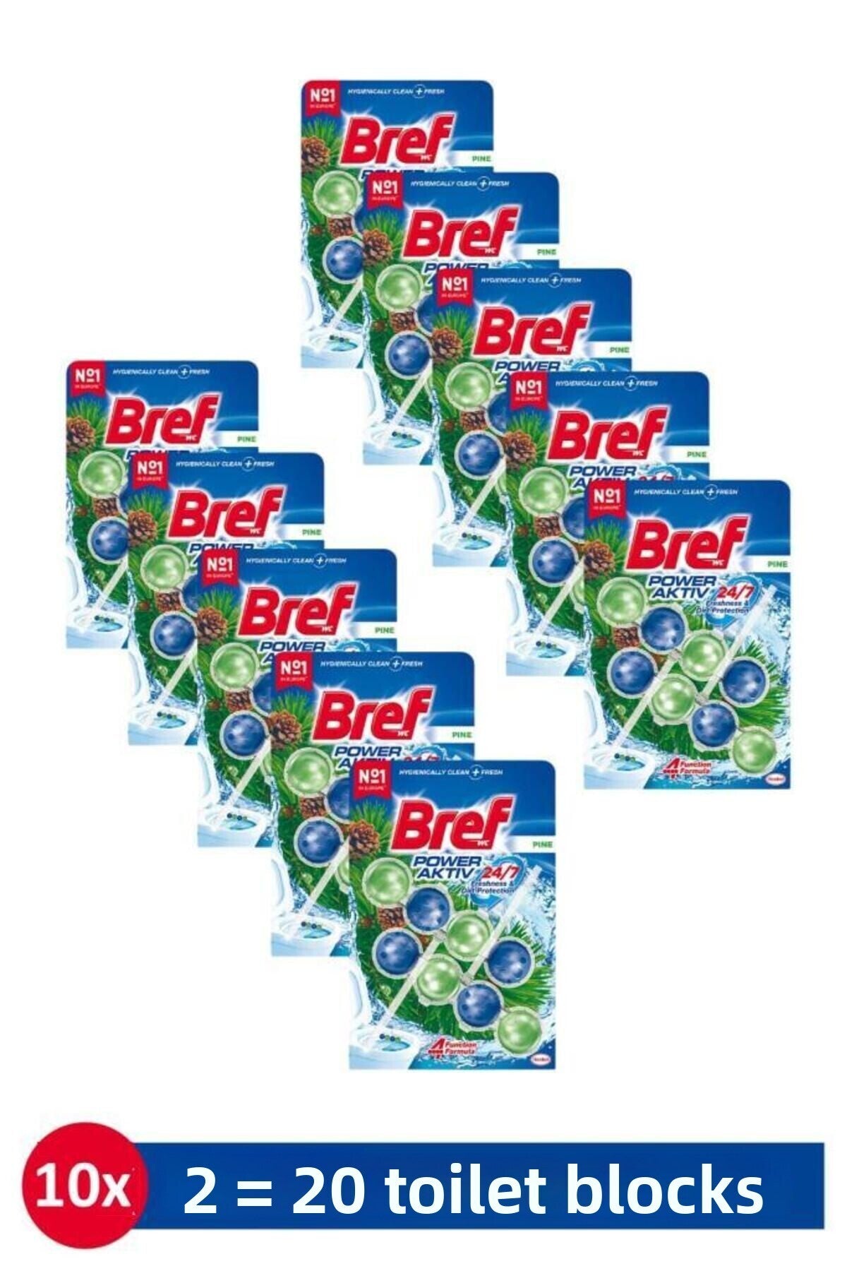 Power Aktiv Pine Scented Toilet Block 10 Pieces Double Pack