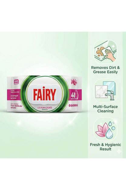 Surface Cleaning Wipes, Lily Flower Design x4 Pack (Total 400 wipes)