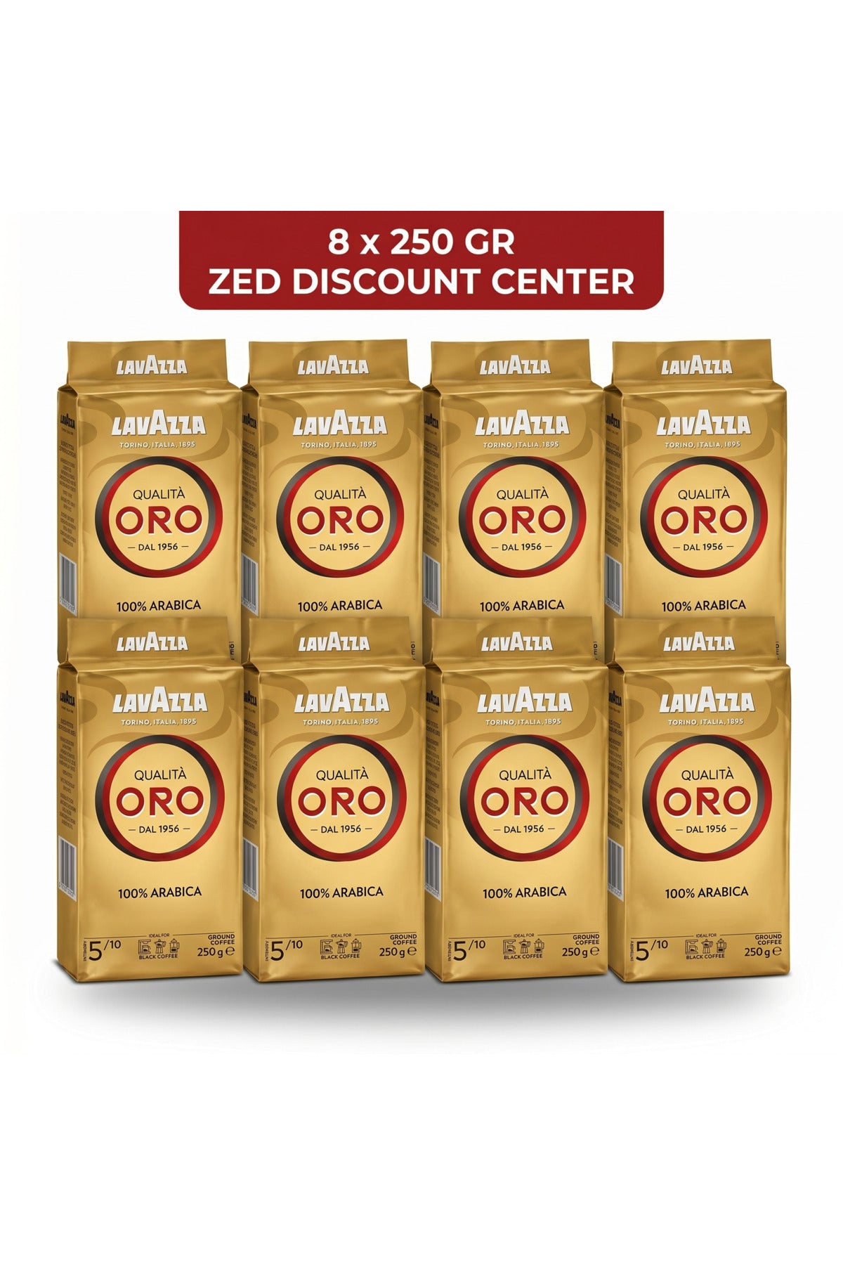 Qualità Oro 100% Arabica Ground Coffee, Medium Roast, 8-Pack (8x250g)