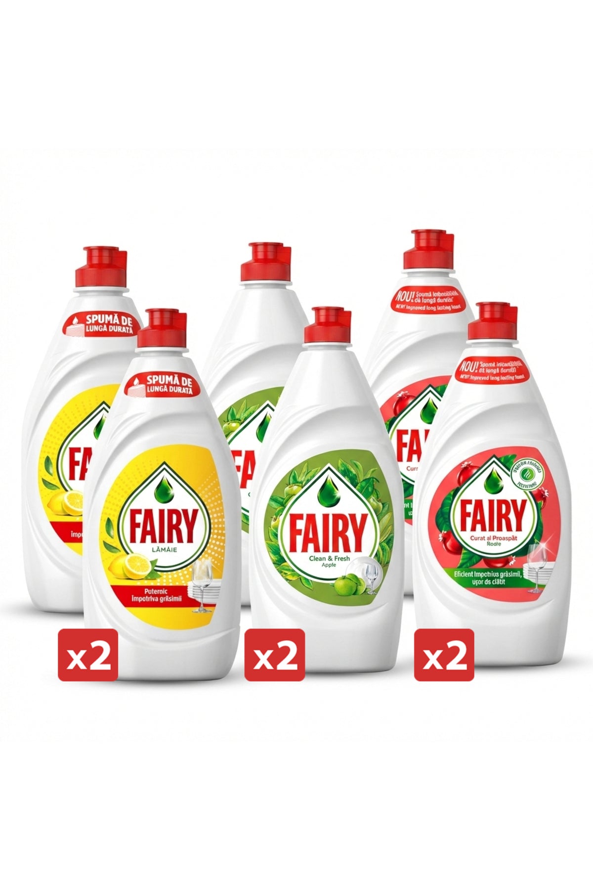 Liquid Dishwashing 6 x 750ml ALL PACK. Lemon - Apple - Pomegranate