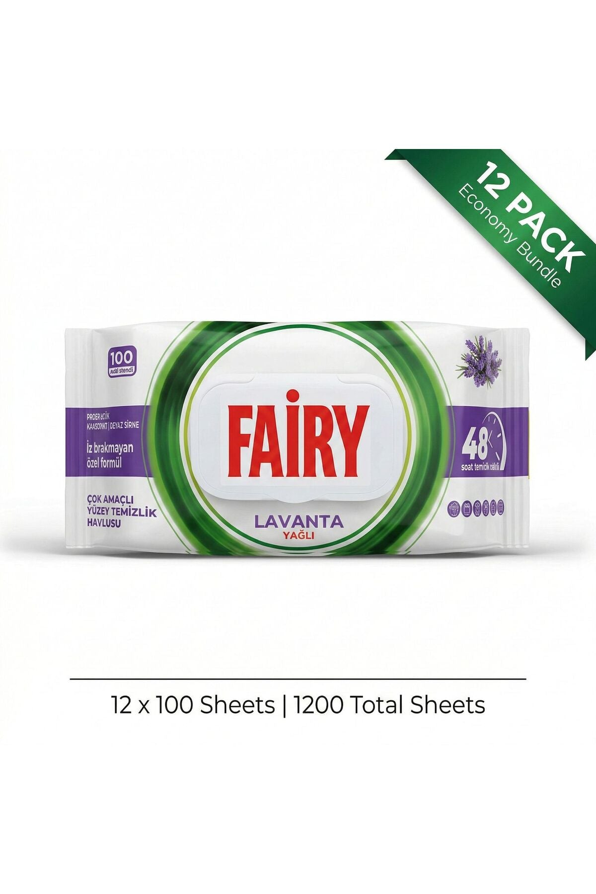 Surface Cleaning Wipes, Lavender Scent, 12 Pack (100 Wipes Each - Total 1200 Wipes)