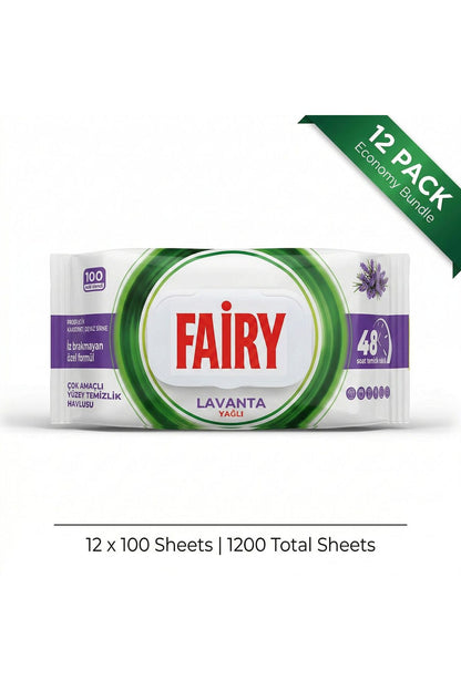 Surface Cleaning Wipes, Lavender Scent, 12 Pack (100 Wipes Each - Total 1200 Wipes)