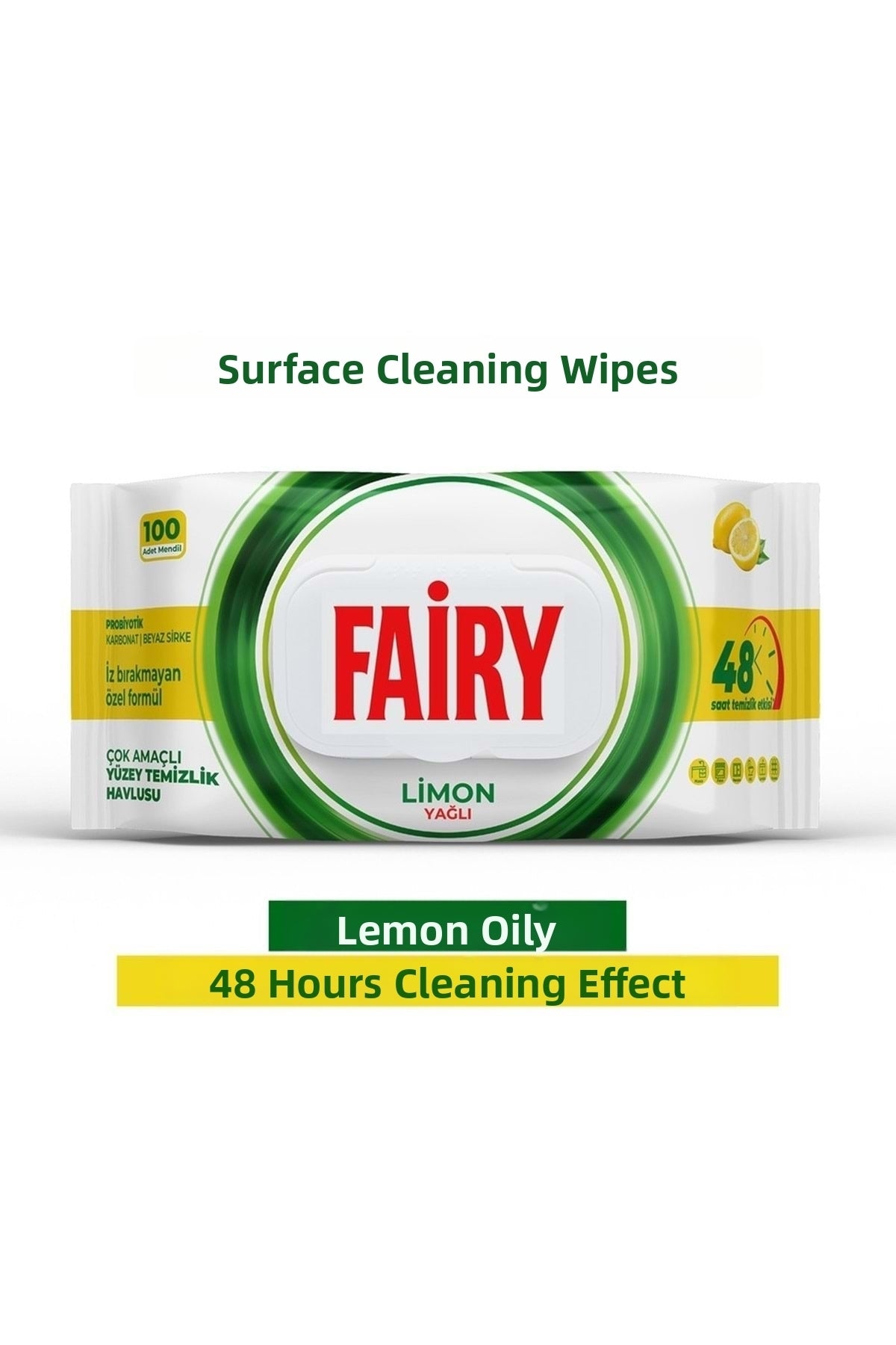 Surface Cleaning Towel Lemon Oil and Active Oxygen x4 pack (100 Wipes - Total 400 Sheets)