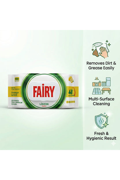 Lemon Scented Surface Cleaning Wipes x4 Pack (Total 400 Wipes)