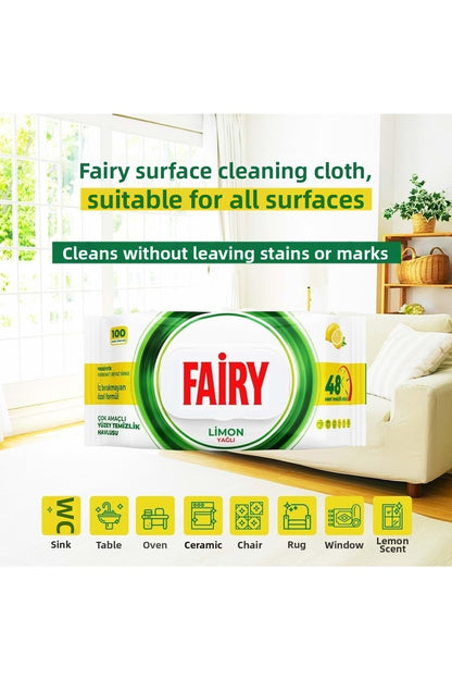 Surface Cleaning Towel Lemon Oil and Active Oxygen x4 pack (100 Wipes - Total 400 Sheets)